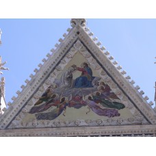 Mosaic on top of Siena Cathedral, coronation of the Virgin